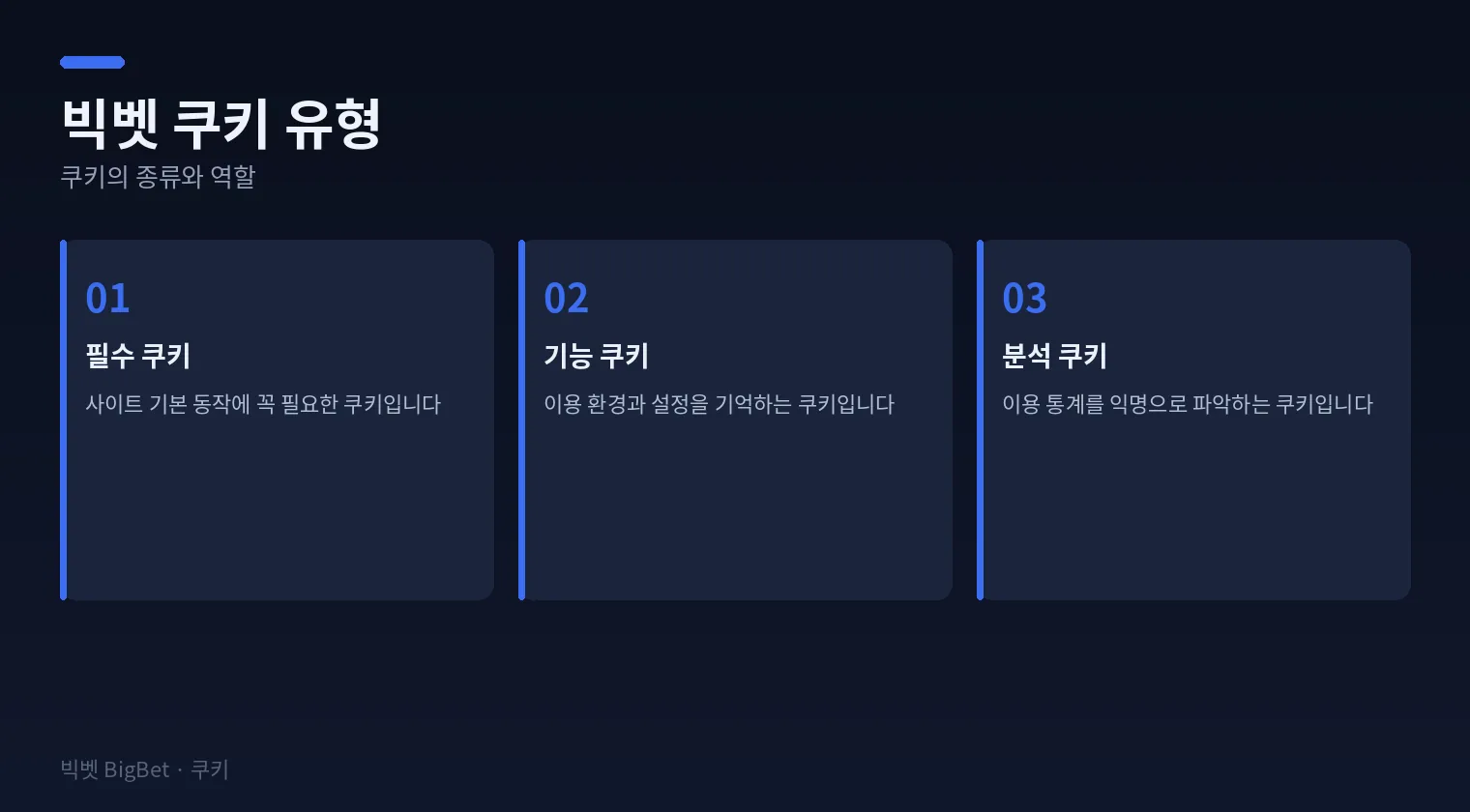 빅벳 쿠키 유형과 역할을 정리한 다이어그램