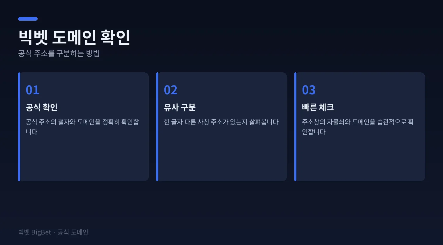 빅벳 공식 도메인 확인 방법을 정리한 다이어그램